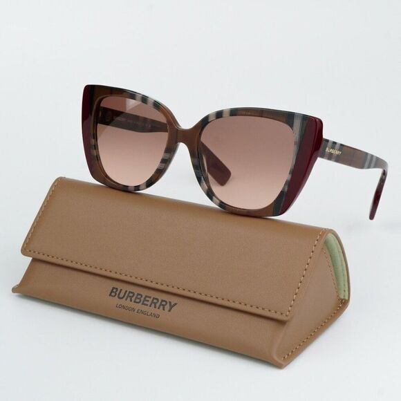 NEW Burberry BE4393 MERYL 405413 Check Bordeaux Gradient Women Sunglasses - Picture 2 of 10